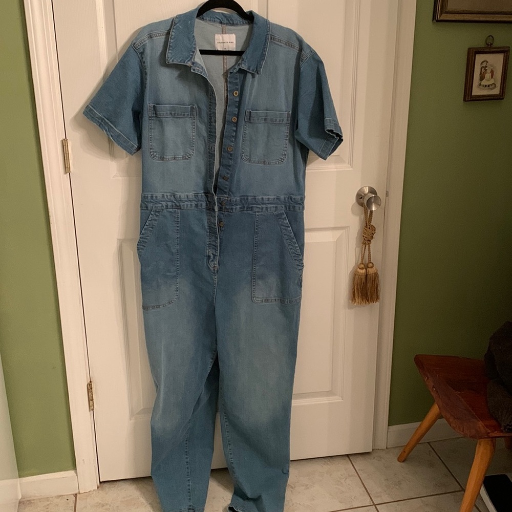 Denim boiler suit
